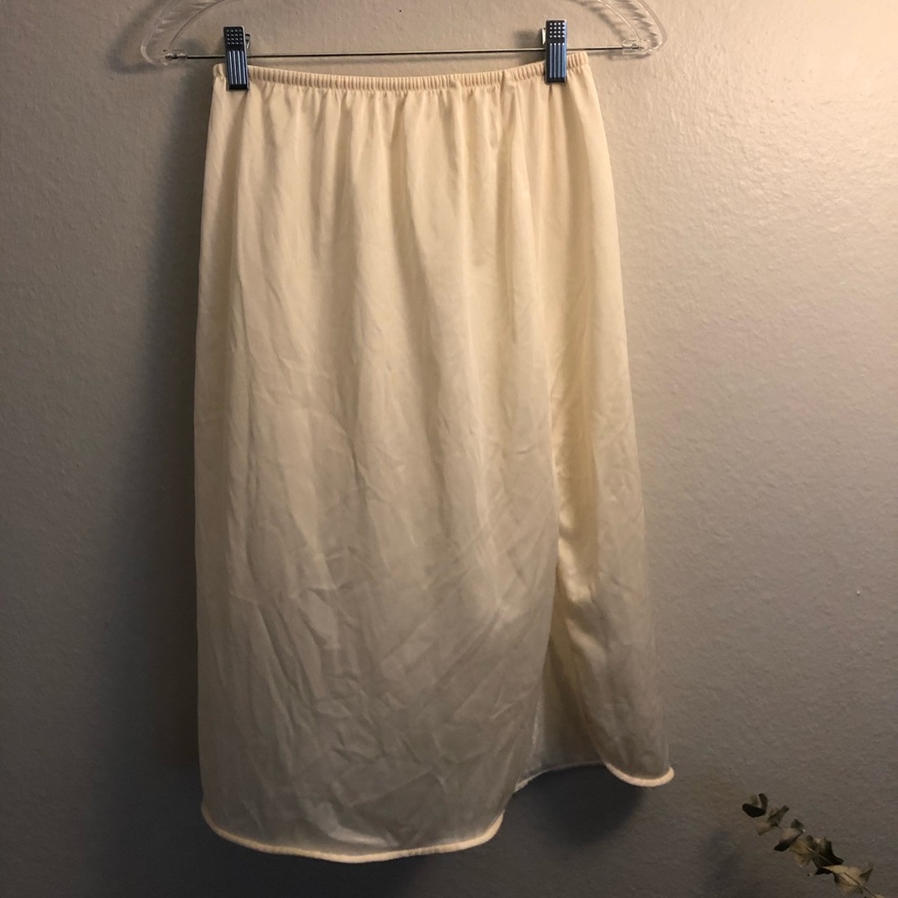 Cream Vintage Skirt Slip with slit, size medium